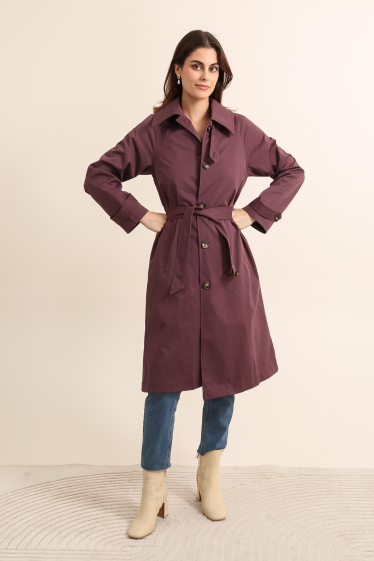 Wholesaler Attrait Paris - Long trench coat with tie belt