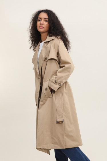 Grossiste Attrait Paris - Trench coat long avec ceinture et volants