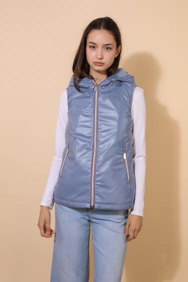 Wholesaler Attrait Paris - Sleeveless hooded padded windbreaker metalic jacket