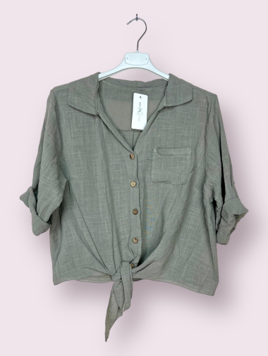 Wholesaler AUBERJINE - Plain cotton shirt with pocket