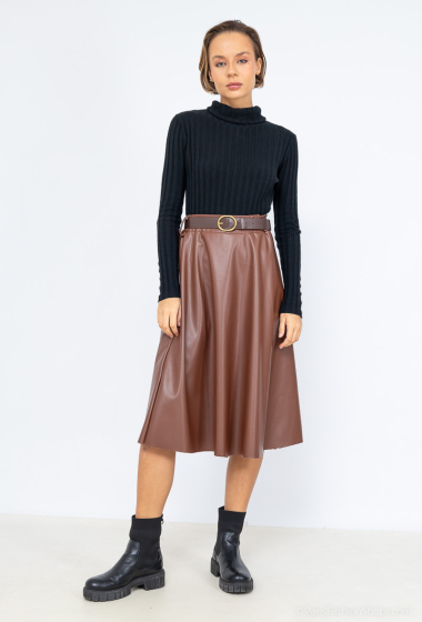 Wholesaler Audrey - Plain faux leather skirt