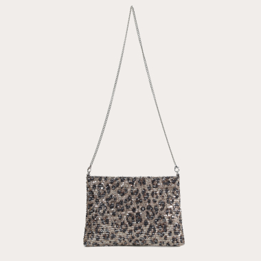 Grossiste Auren - Sac porté travers à chaîne en paillette léopard