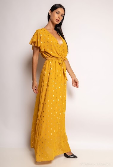 Wholesaler Axange - Maxi wrap dress with metallized polka dots
