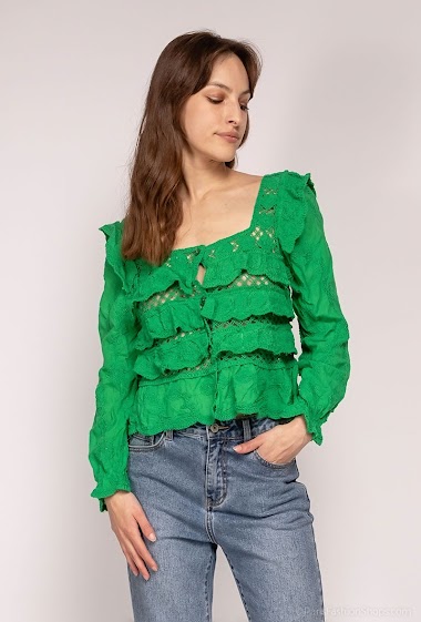 Wholesaler Azaka II - Perforeated embroidered blouse