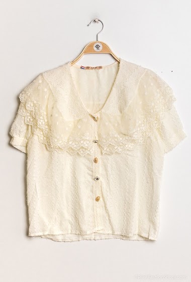 Wholesaler Azaka II - Botted swiss shirt with lace collar