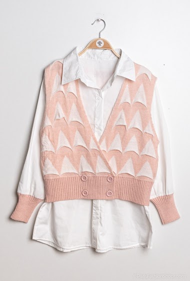 Wholesaler Azaka II - Shirt and sleeveless cardigan set