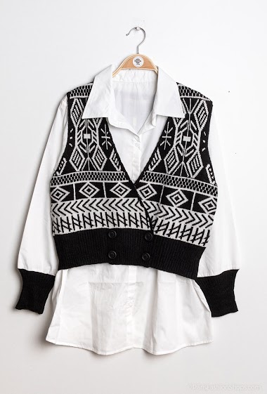 Wholesaler Azaka II - Shirt and sleeveless cardigan set