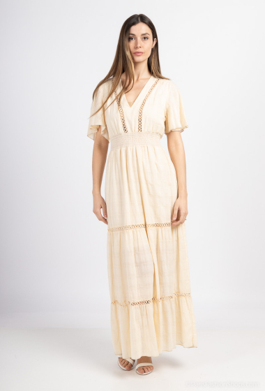 Großhändler Azaka II - Langes Kleid mit V-Ausschnitt
