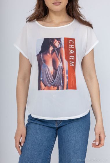 Großhändler Azaka II - T-Shirt aus zwei Materialien
