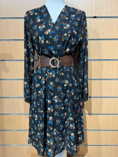 Wholesaler Azamy Paris - Mid-length dress with flower print