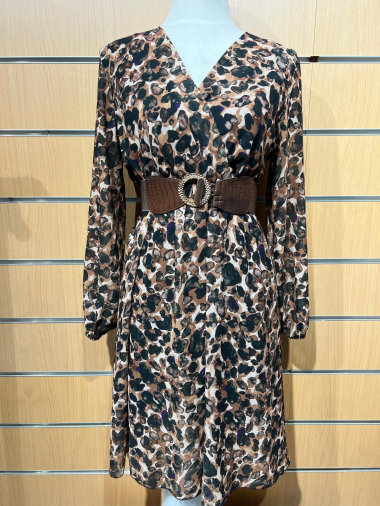 Wholesaler Azamy Paris - Mid-length dress with leopard print