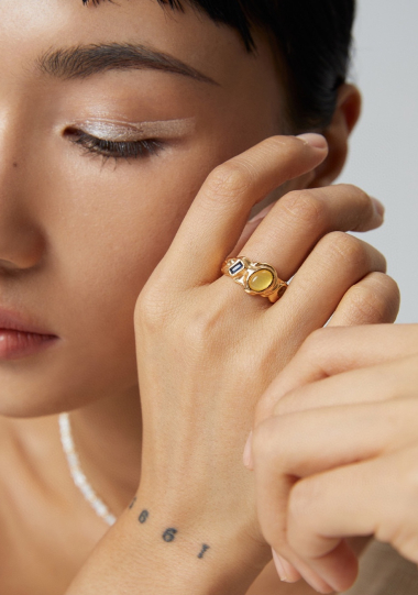 Wholesaler Flyja - Gold plated semi precious stone ring