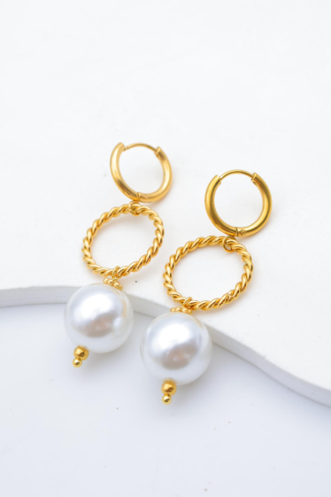 Grossiste Beli & Jolie - Boucles d'oreilles avec perles en acier inoxydable