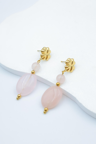 Grossiste Beli & Jolie - Boucles d'oreilles pendantes en acier inoxydable avec pierres