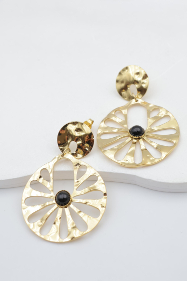 Grossiste Beli & Jolie - Boucles d'oreilles pendantes en acier inoxydable avec pierres