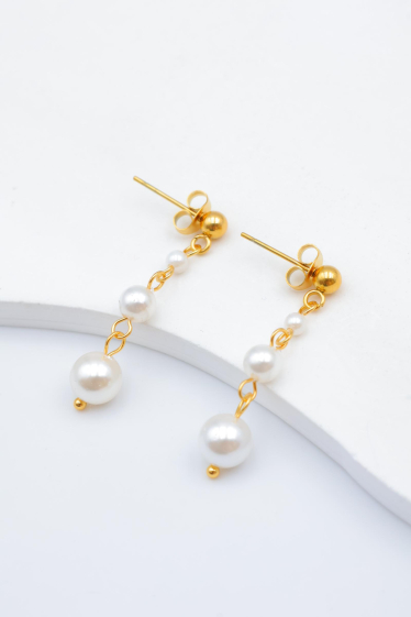 Grossiste Beli & Jolie - Boucles d'oreilles pendantes en acier inoxydable avec perles