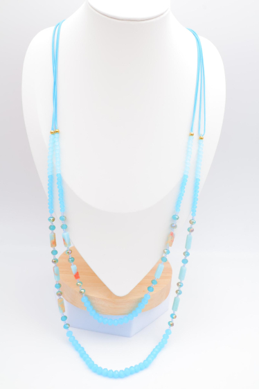 Großhändler Beli & Jolie - Doppelte lange Halskette aus Edelstahl mit Steinen