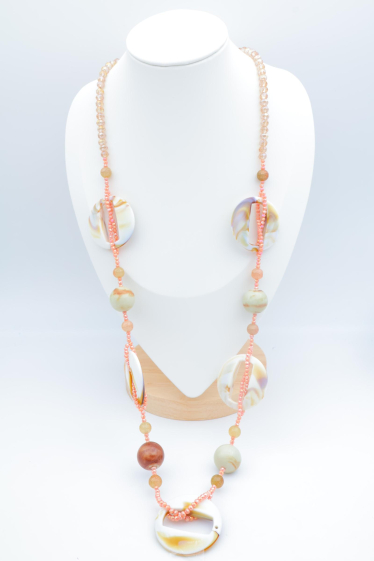 Großhändler Beli & Jolie - Lange Halskette aus Edelstahl mit Steinen