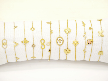 Wholesaler Beli & Jolie - Set of 12 stainless steel bracelets with cushion