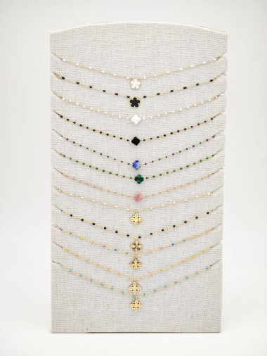 Grossiste Beli & Jolie - Lot de 12 colliers en acier inoxydable avec présentoir