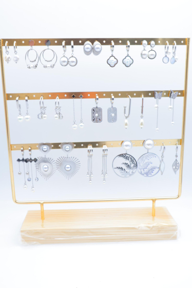 Wholesaler Beli & Jolie - 15pcs Stainless Steel Stud Earrings Set with Display Stand