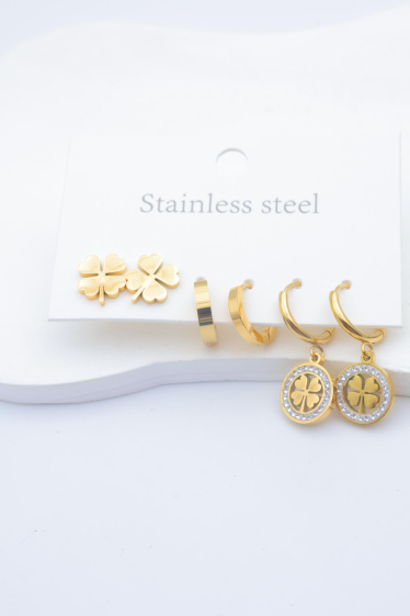 Wholesaler Beli & Jolie - Set of 3 stainless steel earrings