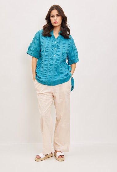 Wholesaler Bella Blue - Asymmetrical blouse with pleats