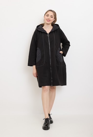 Wholesaler Bella Blue - Black coat with several textures
