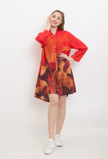 Wholesaler Bella Blue - Bright red asymmetric shirt with different shapes