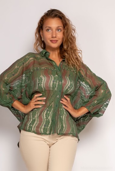 Wholesaler Bellavie - See-through embroidered shirt