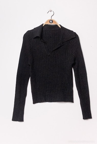 Wholesaler Bellavie - Ribbed sweater with polo collar