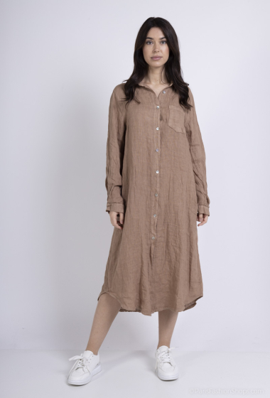Wholesaler Bellavie - LONG LINEN SHIRT DRESS