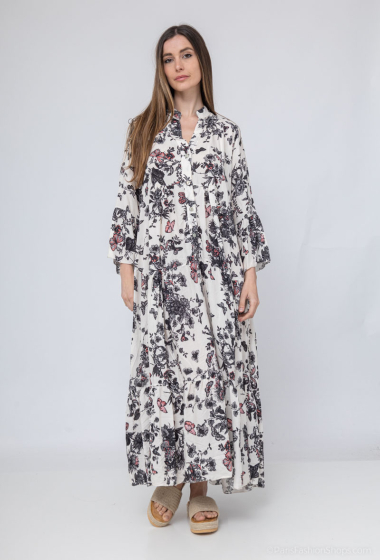 Wholesaler Bellavie - LONG FLARE DRESS WITH FLOWER PRINT