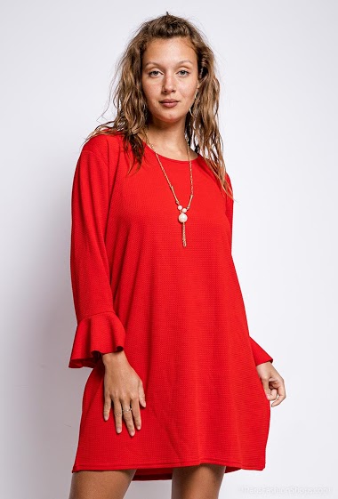 Tunic without collar and open sleeves