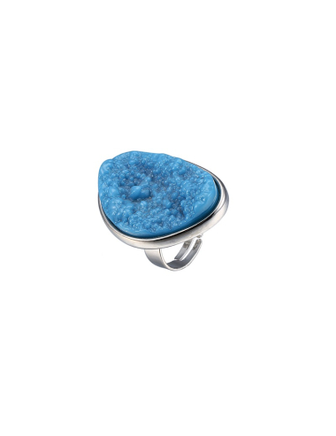 Wholesaler BELLE MISS - adjustable silver ring with colored resin