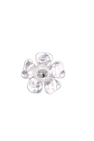 Wholesaler BELLE MISS - Adjustable matt silver metal ring with white crystal