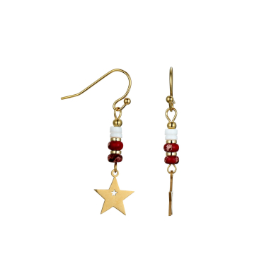 Wholesaler BELLE MISS - fine gold-plated steel chain earring with star