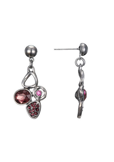 Wholesaler BELLE MISS - gray metal earring with crystal