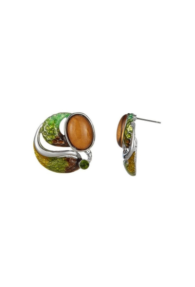 Wholesaler BELLE MISS - round earring enameled with resin