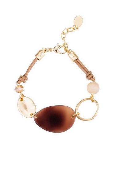 Grossiste BELLE MISS - bracelet acrylique mousqueton-1901311-marron