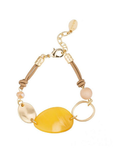 Grossiste BELLE MISS - bracelet acrylique mousqueton-1901313-jaune