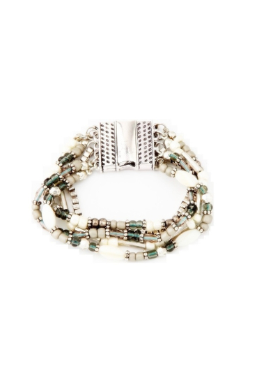 Grossiste BELLE MISS - bracelet aimanté avec chaînes argenté et petites perles