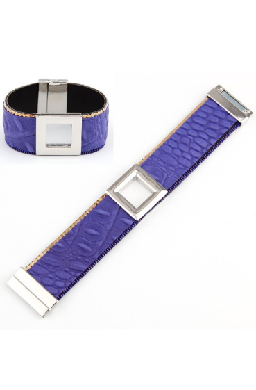 Wholesaler BELLE MISS - Blue and silver magnetic faux leather bracelet