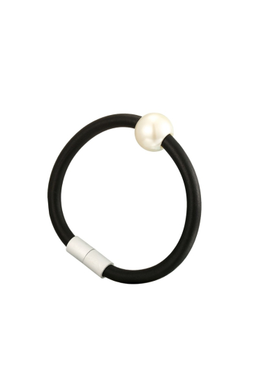 Wholesaler BELLE MISS - magnetic bracelet black rubber cord with pearl