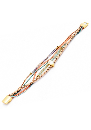 Wholesaler BELLE MISS - Multi row magnetic bracelet with chain and pearl