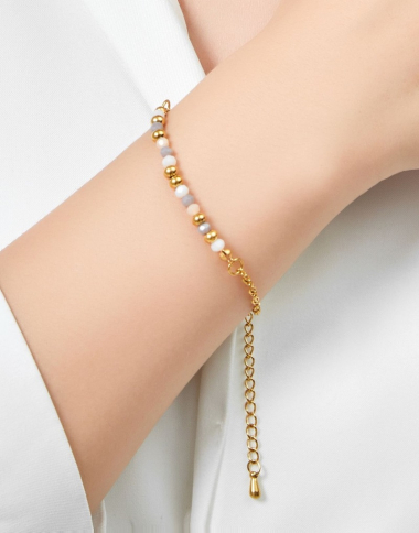 Grossiste BELLE MISS - bracelet chaîne acier doré et cristal