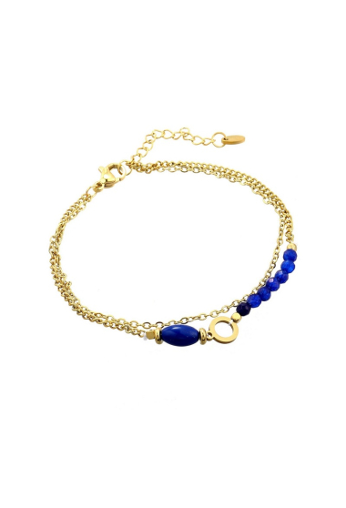 Wholesaler BELLE MISS - Double row bracelet in golden steel and stones
