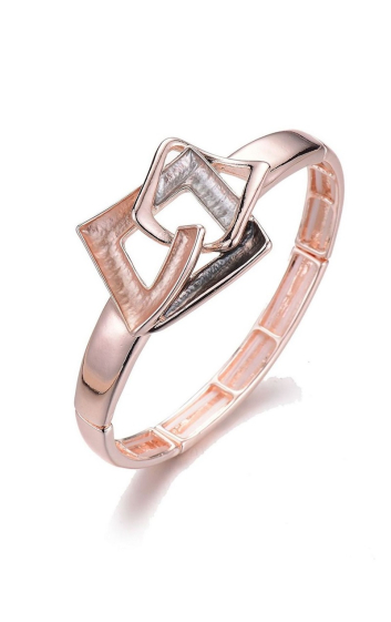 Wholesaler BELLE MISS - Rose gold elastic bracelet with gray and pink geometric pattern
