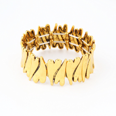 Grossiste BELLE MISS - bracelet élastique métal doré vieilli forme coeur