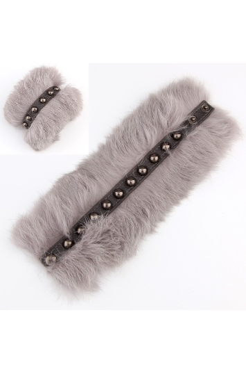 Wholesaler BELLE MISS - Gray faux leather and faux fur bracelet